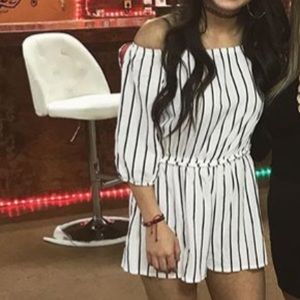 Black and white stripped Romper.